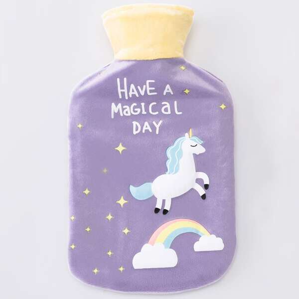 

Unicorn Print Hot Water Bag, Purple