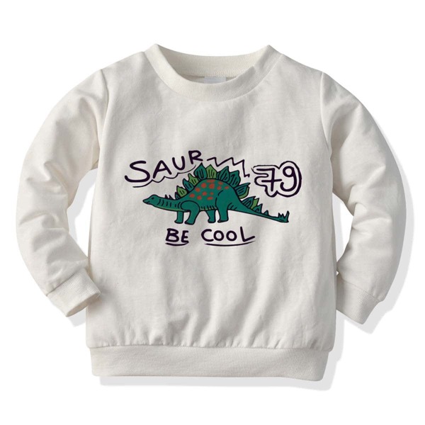 

Toddler Boys Cartoon Dinosaur & Letter Graphic Sweatshirt, White