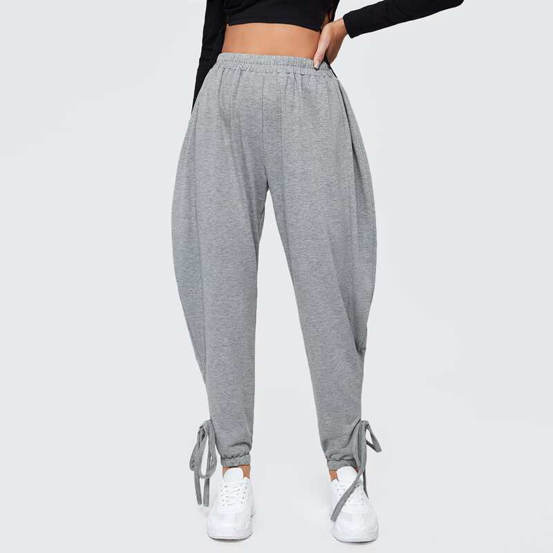 

Knot Detail Solid Sweatpants, Grey