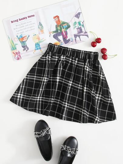 تنورة واسع مربع النقش للبنات الصغار