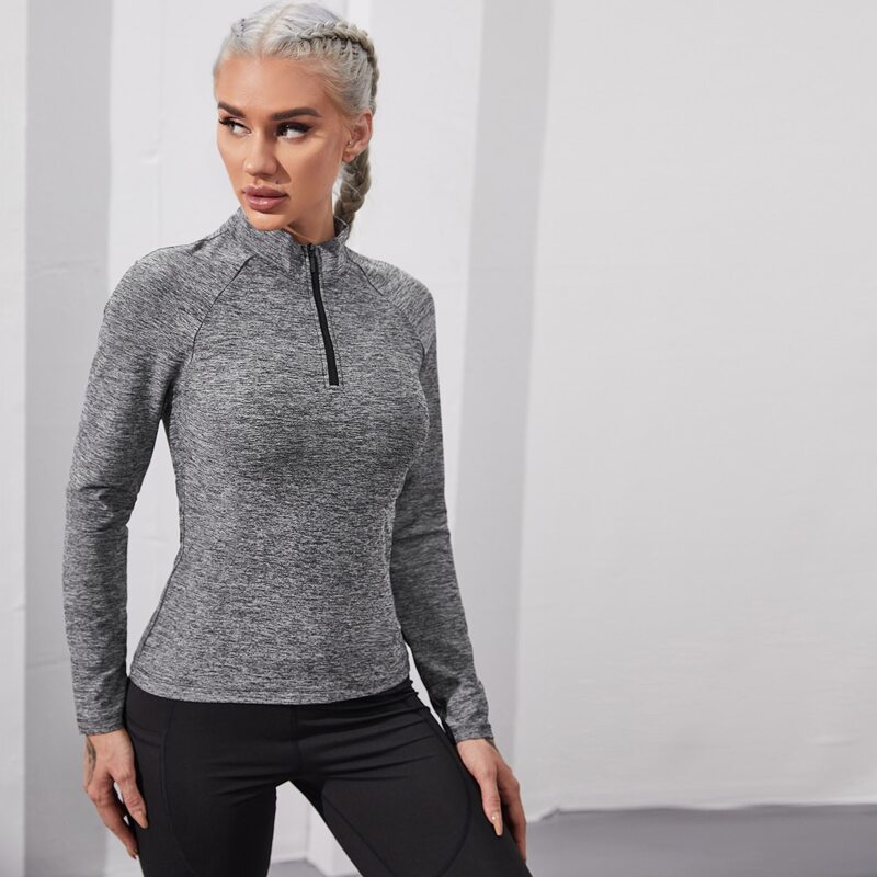 

Space Dye Half Zipper Sports Sweatshirt, Grey