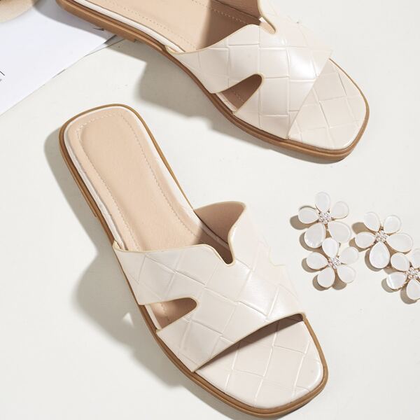 

Open Toe Slide Sandals, Beige