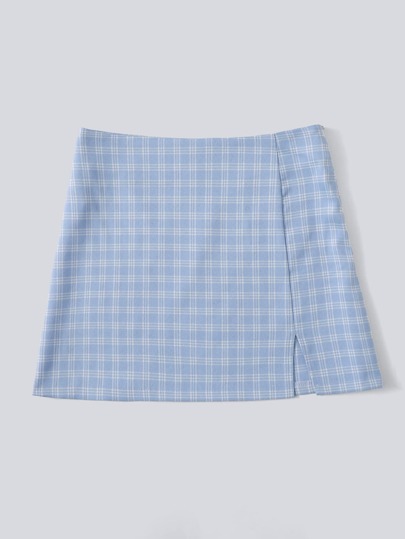 Plaid Split Skirt