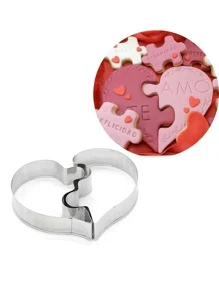 1pc Heart Shaped Biscuit Mold - Silver - View 2