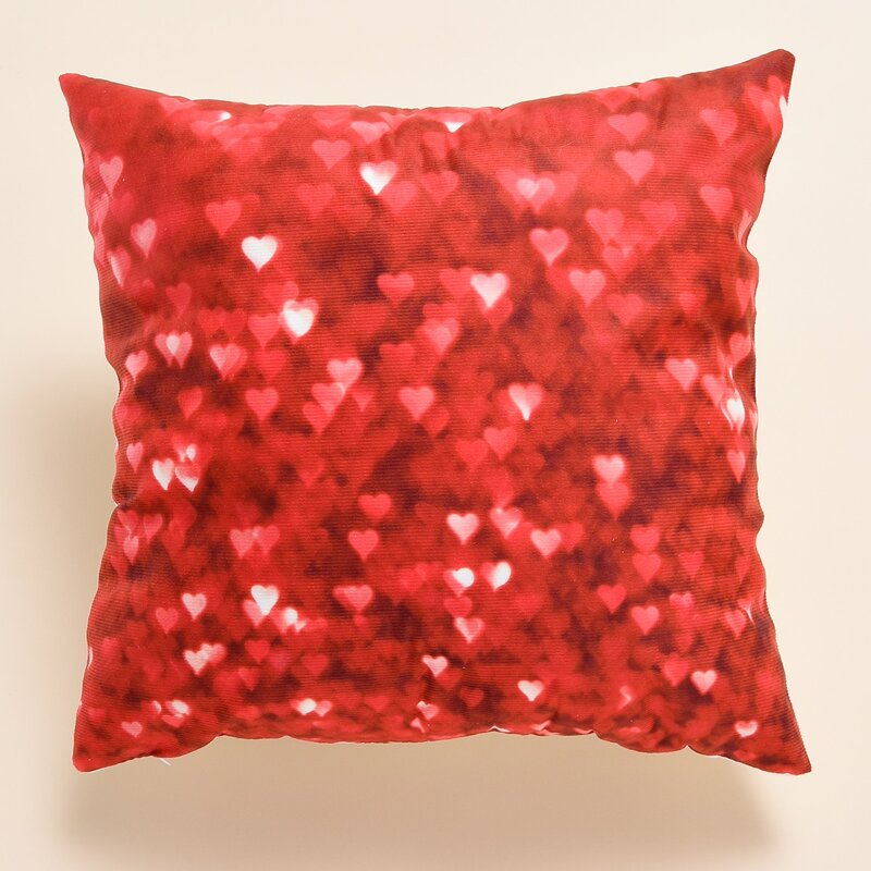 

Heart Print Cushion Cover Without Filler, Red