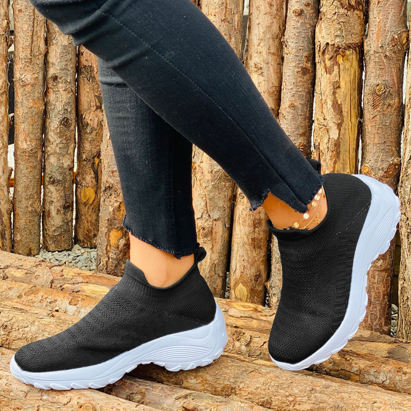 

Minimalist Knit Slip On Chunky Sneakers, Black