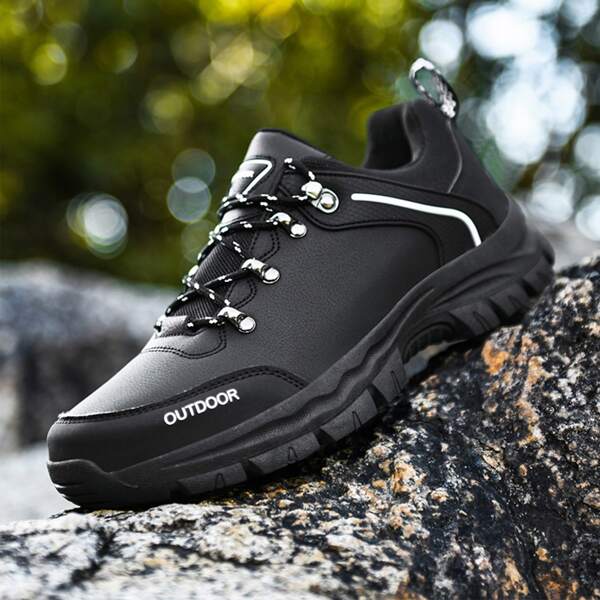 

Men Lace Up Front Hiking Shoes, Black