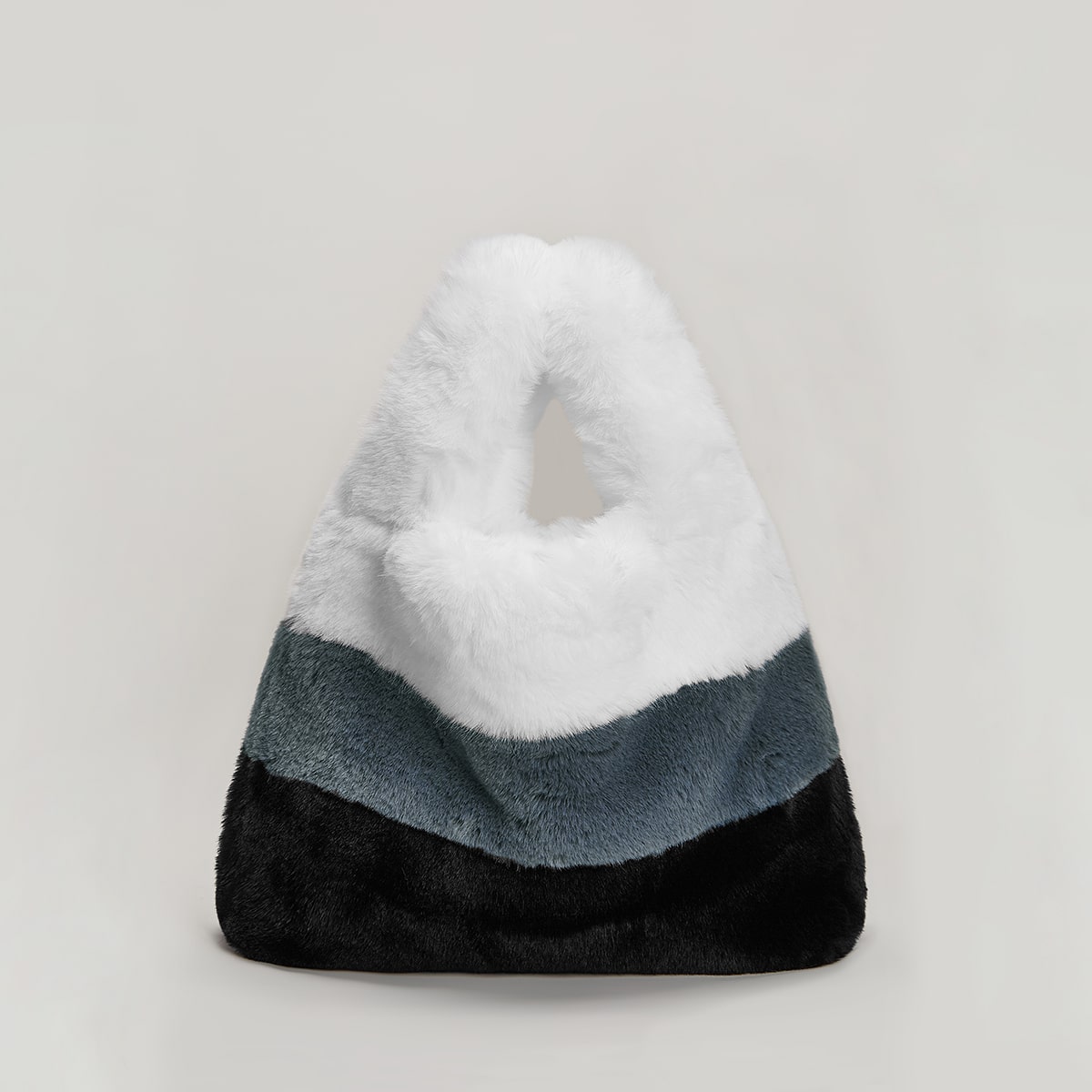 Image of Colour Block Fluffy Satchel Bag