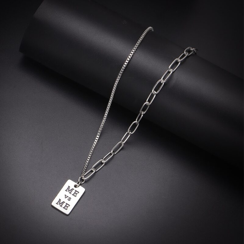 

Guys Letter Engraved Charm Necklace, Silver