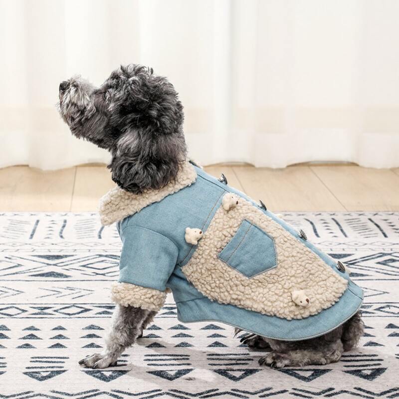 Snap Button Teddy Pet Coat, Blue