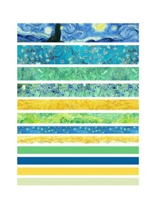 12rolls Oil Painting Pattern DIY Tape - Multicolor - View 3