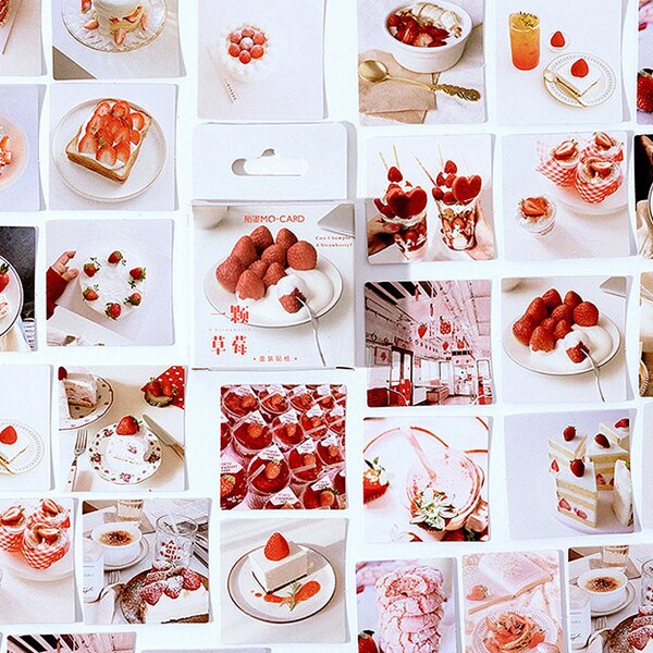 

46pcs Strawberry Print Sticker, Multicolor