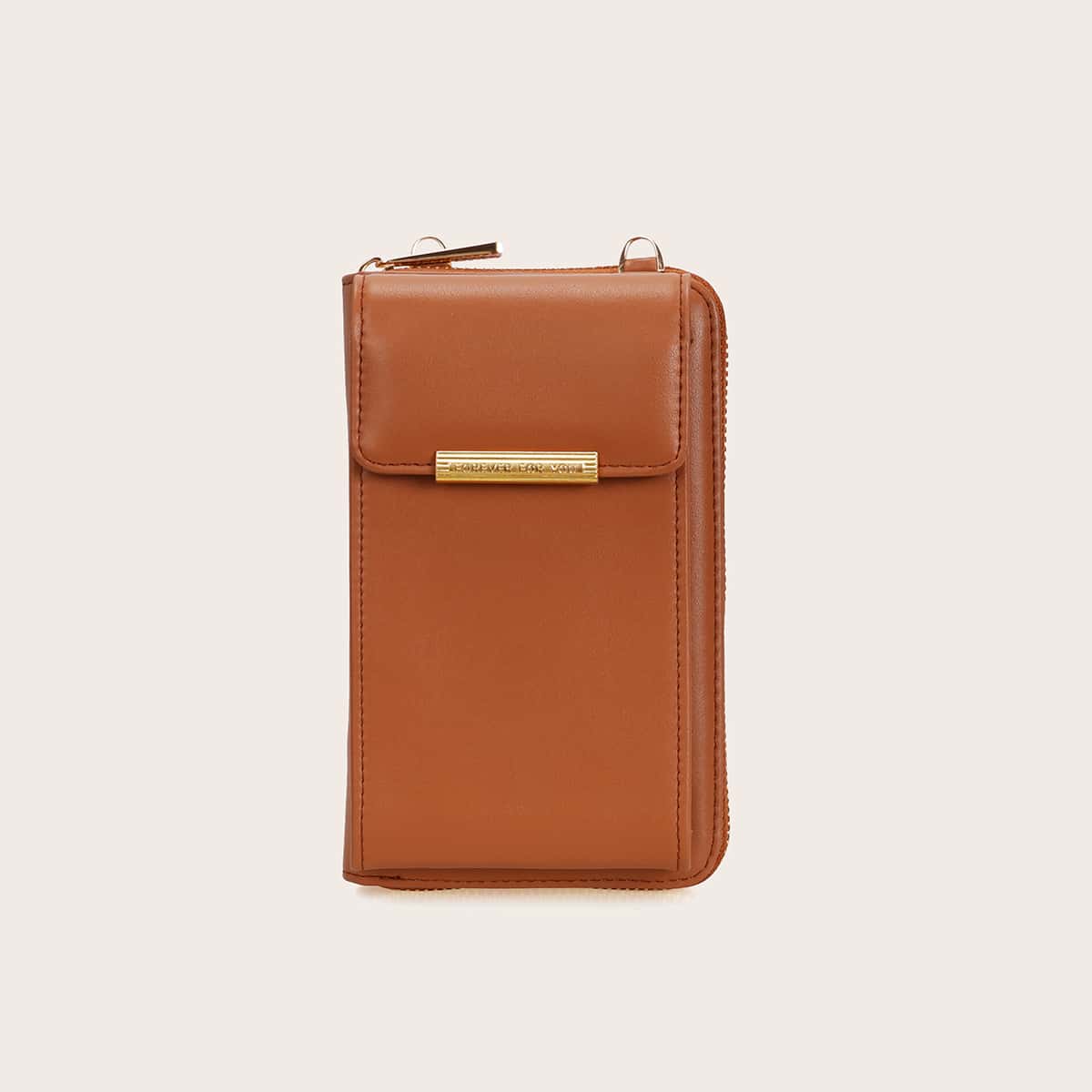 

Solid Crossbody Phone Bag, Brown