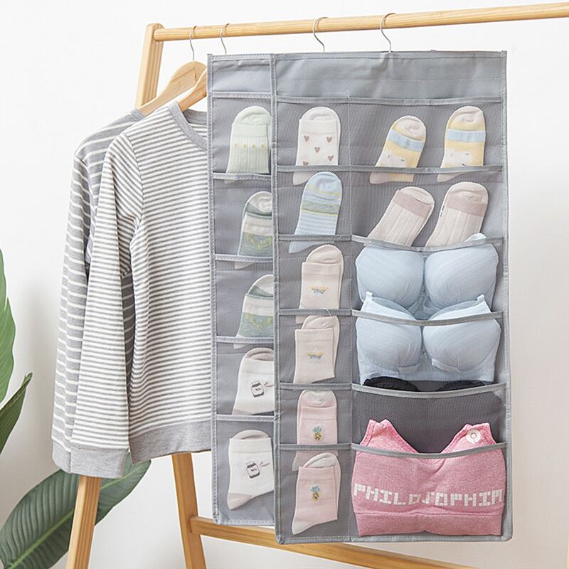 

1pc Double-sided Underwear Socks Storage Hanging Bag, Multicolor