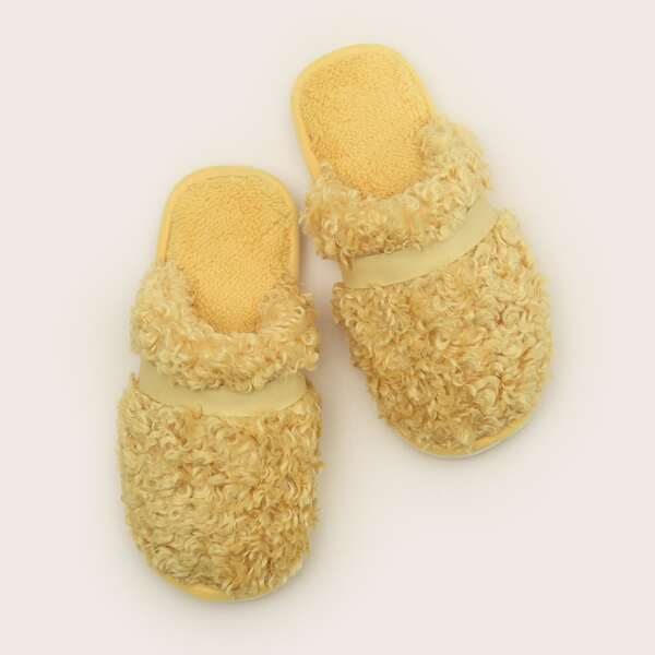 

Minimalist Wide Fit Fluffy Slippers, Yellow