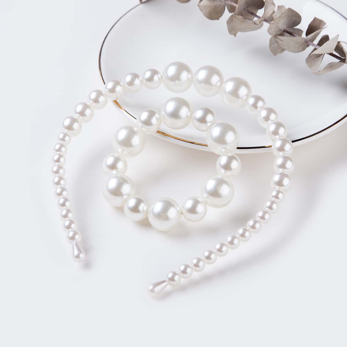 

Faux Pearl Headband & Hair Tie, White