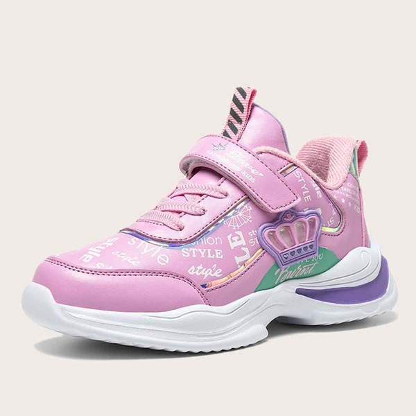 

Girls Letter Graphic Chunky Sneakers, Purple