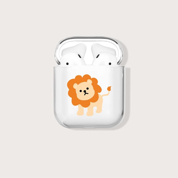 

Прозрачный чехол для Airpods с узором льва