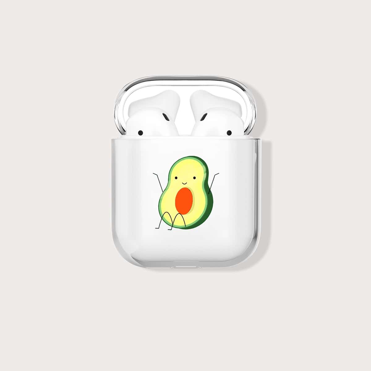 

Cartoon Avocado Clear Airpods Case