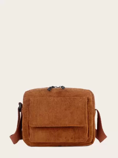 Mini Pocket Front Corduroy Crossbody Bag