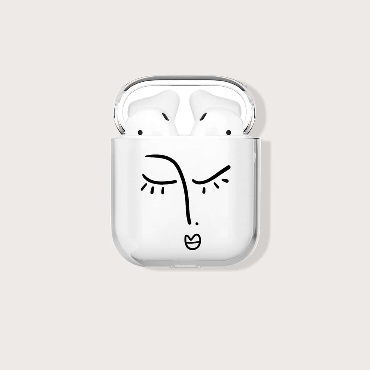 

Line Art Clear Airpods Case