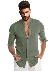 Manfinity RSRT Camisa con botón de cuello alzado - verde menta - Ver 1