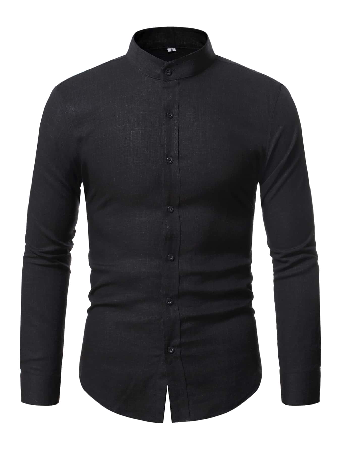 Manfinity RSRT 男士立領紐扣襯衫 - 黑色 - 查看 3