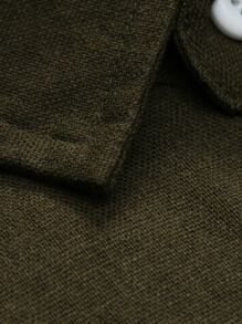 Manfinity Homme Camisa con botón con bolsillo unicolor - Verde militar - Ver 5