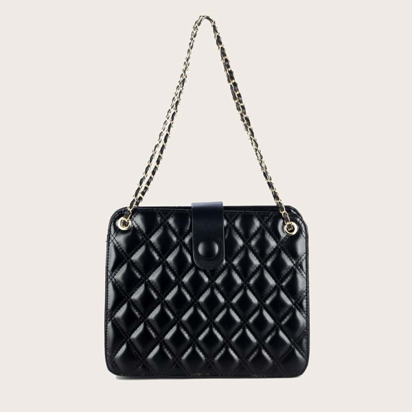 

Quilted Chain Shoulder Bag, Black
