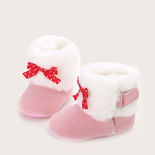 

Baby Girl Bow Decor Faux Fur Warm Boots, Pink