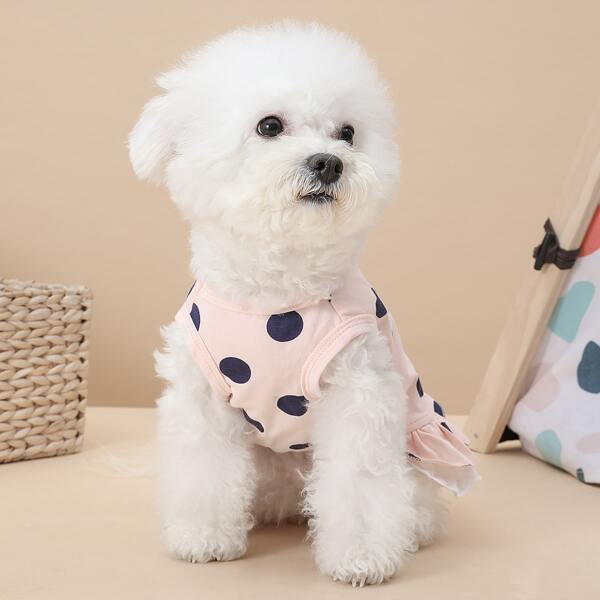 

Polka Dot Pet Dress, Baby pink