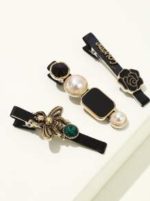 3pcs Faux Pearl Decor Hair Clip - Multicolor - View 3