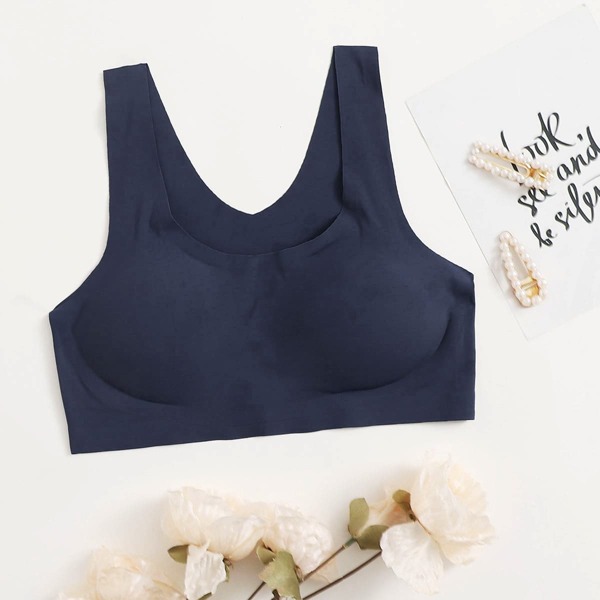 

Solid Seamless Bralette, Navy blue