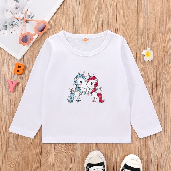 

Toddler Girls Cartoon Graphic Tee, White