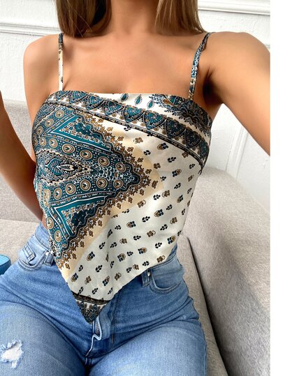 ثوب الكم الحريري بعقدة الظهر وبطباعة الوشاح