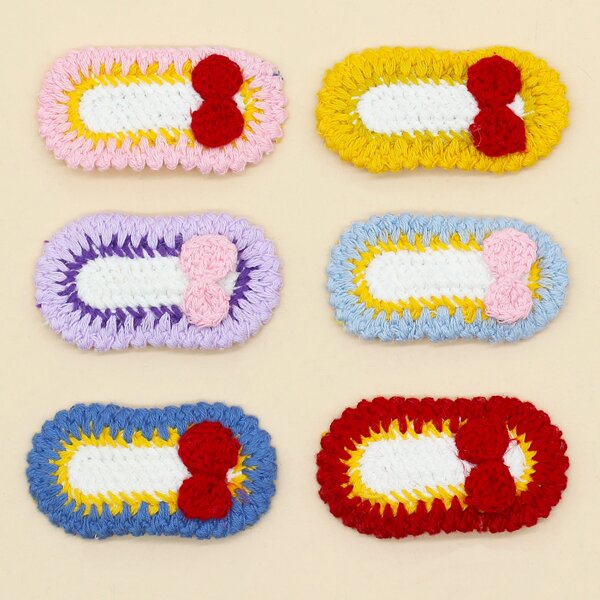 

6pcs Toddler Girls Clock Block Hair Clip, Multicolor