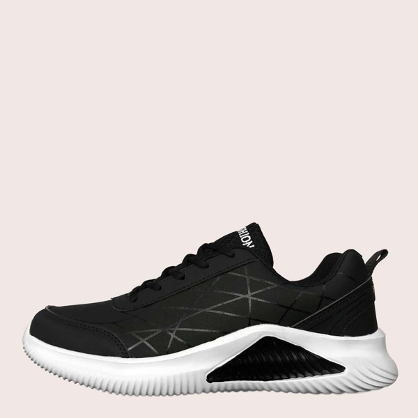 

Men Lace-up Front Mesh Panel Sneakers, Black