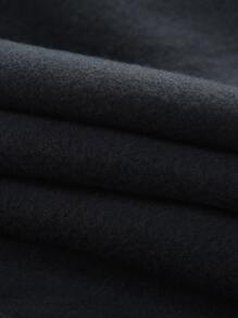 SHEIN EZwear Letter Graphic Thermal Lined Drawstring Hoodie - Black - View 4