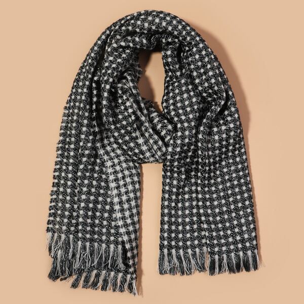 

Raw Hem Scarf, Black and white