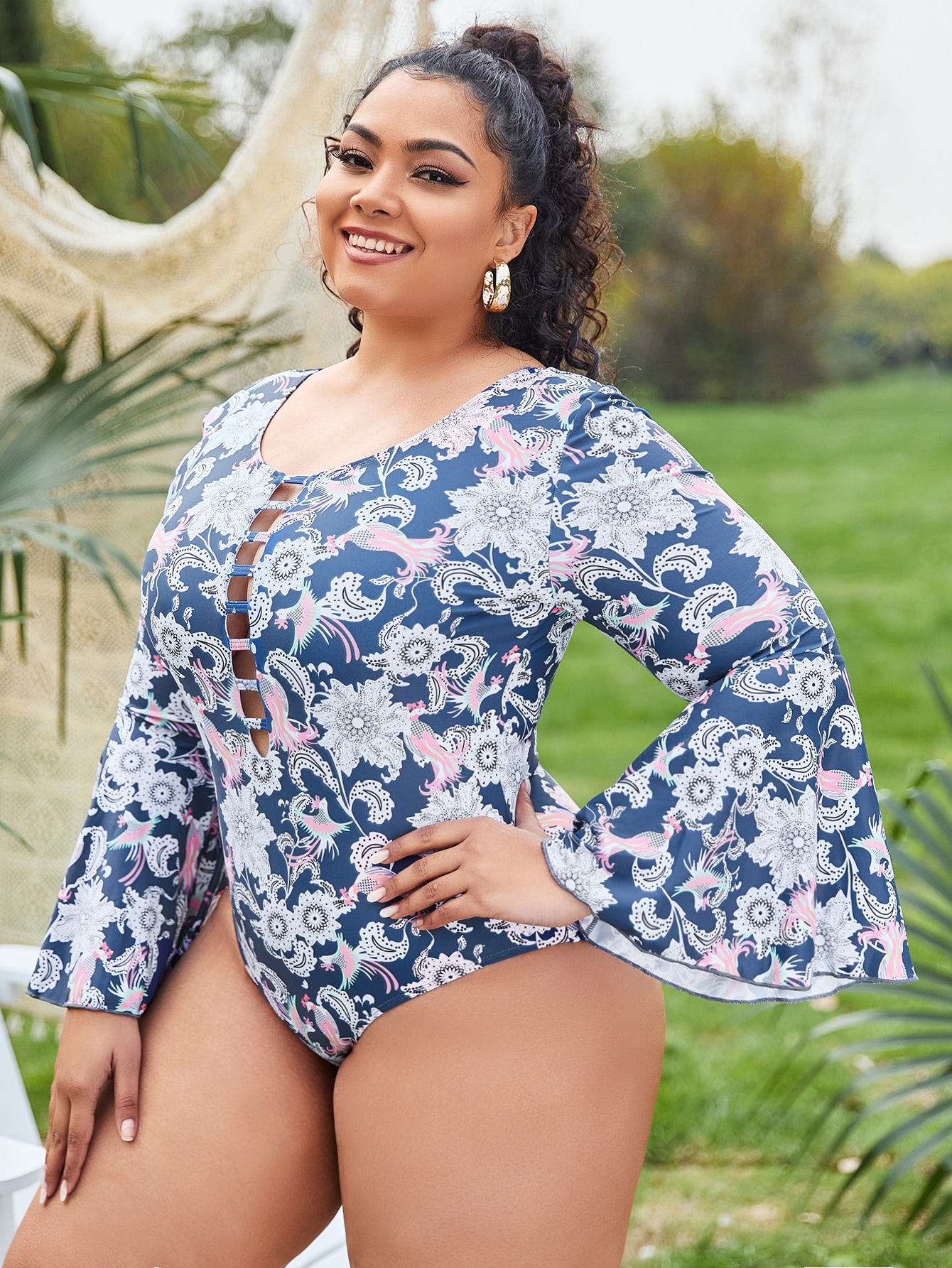 Plus Floral & Phoenix Print One Piece Swimsuit thumbnail