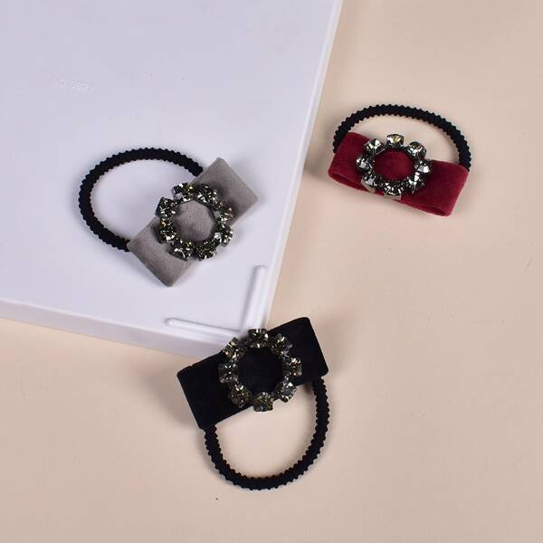 

3pcs Letter Patch Hair Tie, Multicolor