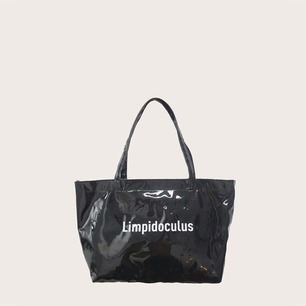 

Men Letter Graphic Tote Bag, Black