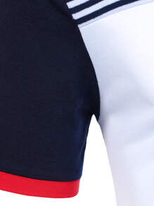 Manfinity Homme Áo thun có cổ Nam Tương phản ràng buộc Sọc Giải trí - trắng - Xem 7