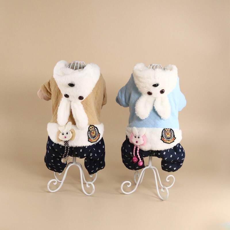 

1pc Random Color Ear Decor Hooded Pet Jumpsuit, Multicolor