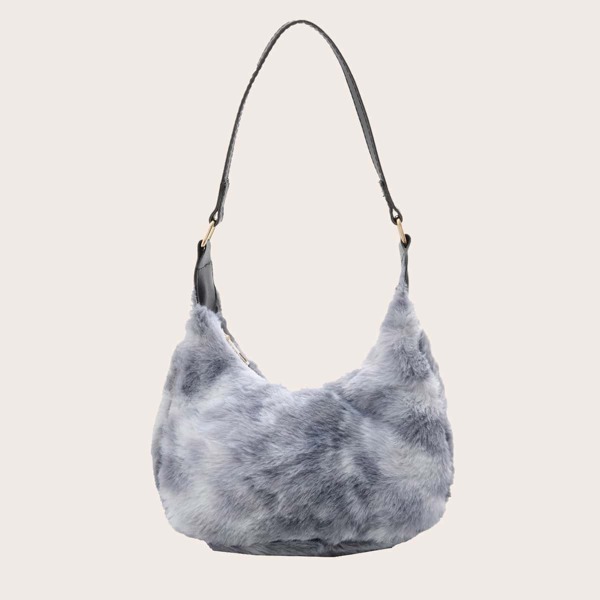 

Girls Fluffy Shoulder Bag, Grey