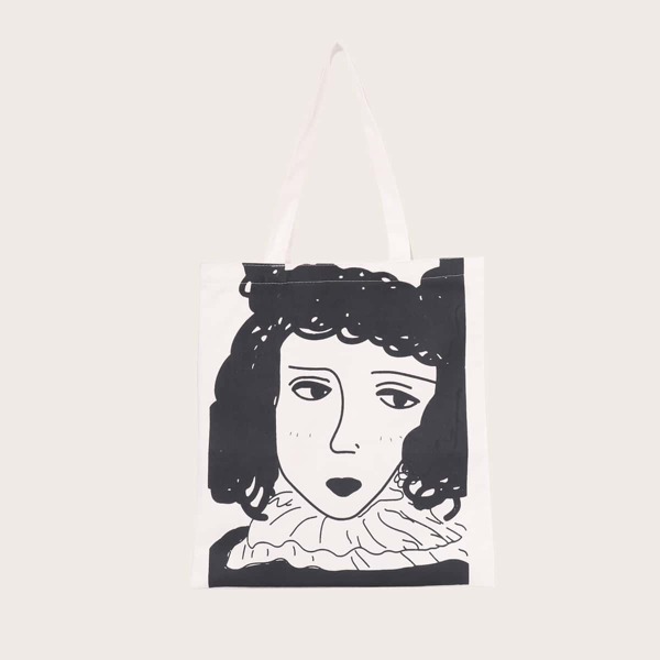 

Figure Canvas Shopper Bag, Black and white