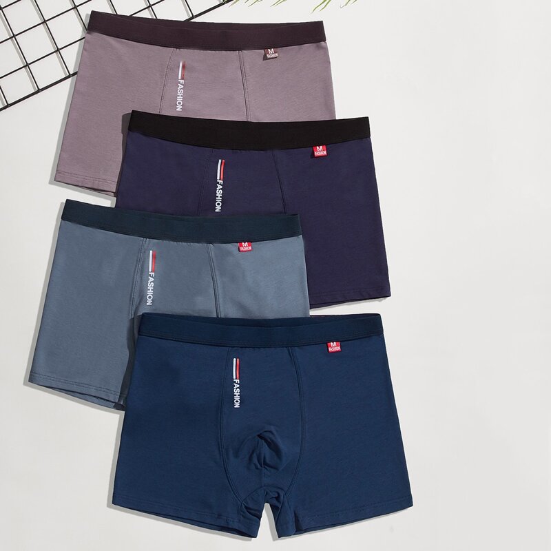 

Guys 4pcs Letter Embroidery Boxer Brief, Multicolor