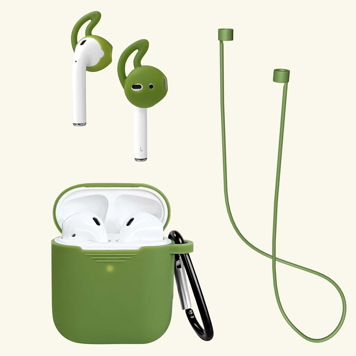 

4pcs Airpods Protection Set, Dark green