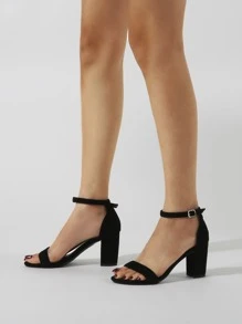 Dép xăng đan màu trơn Dây đeo mắt cá chân - màu đen - Xem 2