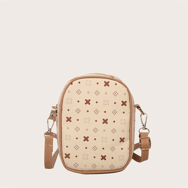

Girls Geometric Graphic Crossbody Bag, Khaki